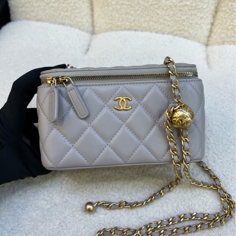 【震撼撿漏價💰全網最低價💫】Chanel/香奈兒 灰色金球長盒子鏈條包