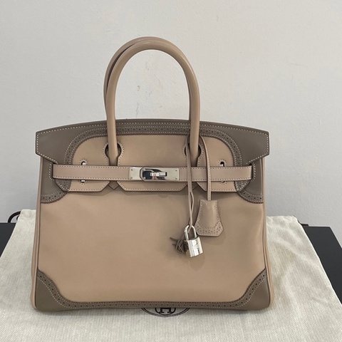 Hermes birkin30 鑽石灰拼大象灰 蕾絲限定 框P