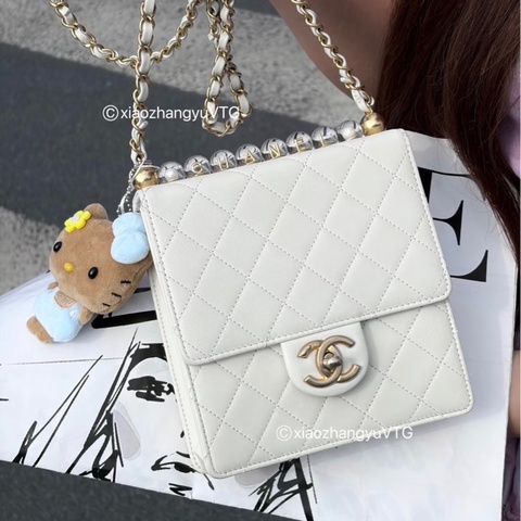 #全配🈶購證 #全網最低💰 香奈兒白金Cf豎版珍珠字母鏈條包 肩帶🈶墊肩