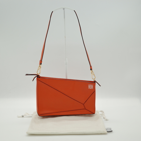Loewe 羅威 拼圖包 橘子色 牛皮 單肩包 肩背包