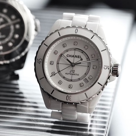 CHANEL香奈兒J12系列38mm白色滿鑽自動機械表專櫃近40萬