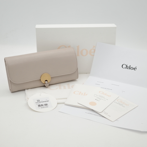 Chloé 蔻依 卡其灰 蠟筆灰 牛皮 金釦 長夾
