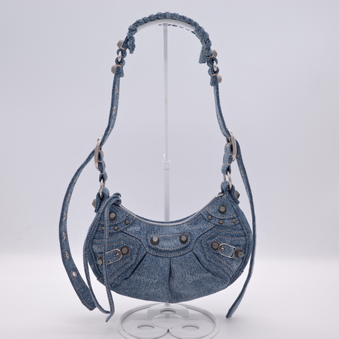 巴黎世家 藍色 丹寧 牛仔布 Balenciaga Le Cagole Mini 牛仔布兩用包