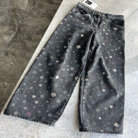 Chanel 25B黑色涂鸦碎花牛仔裤fr38~~