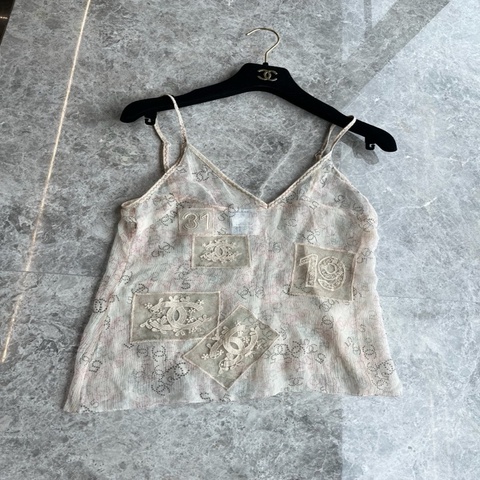 Chanel中古透视印花吊带fr36~~