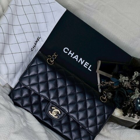 Chanel 香奈兒 CF 經典口蓋包 晶片款 魚子醬皮