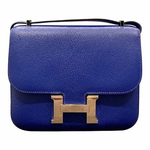 HERMÈS 愛馬仕 CONSTANCE MINI 18 康康包 牛皮 電光藍 銀釦