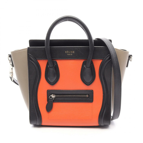 CELINE Luggage Nano Shopper 單肩手提包，皮革材質，黑色、橘色、米色，二手