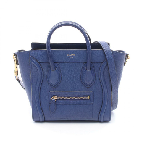 CELINE Luggage Nano Shopper 單肩斜背包 皮革 藍色 二手 女士