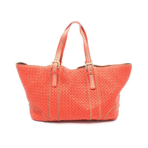 BOTTEGA VENETA Intrecciato 手提單肩包，橘色皮革，二手女款