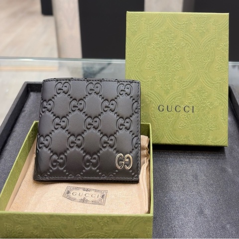 Gucci 雙G logo 壓紋男士短夾