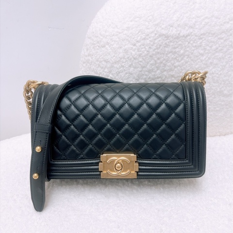 Chanel boy 25 黑金中號鏈條包