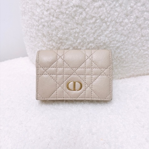 Dior caro glycine 米色短夾/皮夾/銀包