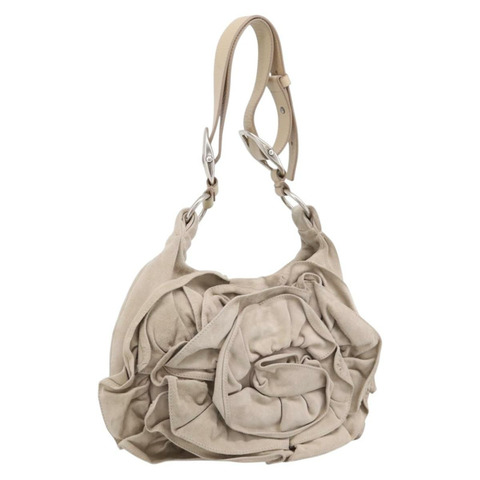 SAINT LAURENT 灰色銀色麂皮單肩包 112937 正品 200947V