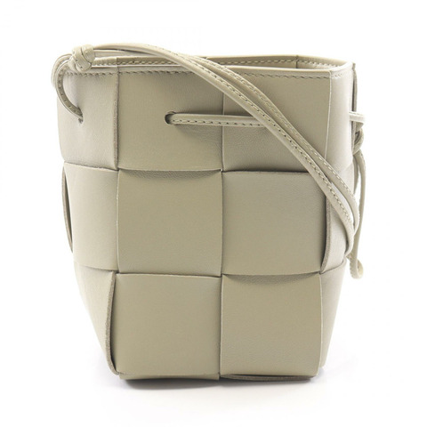 BOTTEGA VENETA Cassette 迷你斜背水桶包 680217 皮革 卡其色 二手 女士
