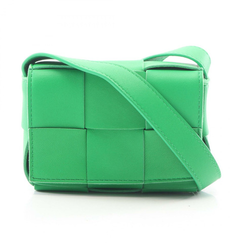 BOTTEGA VENETA CANDY Cassette 迷你肩斜背包，綠色皮革，二手