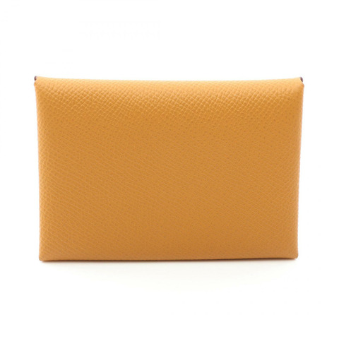 HERMES Calvi duo 零皮夾 Epsom 皮革芝麻二手女式 SHW