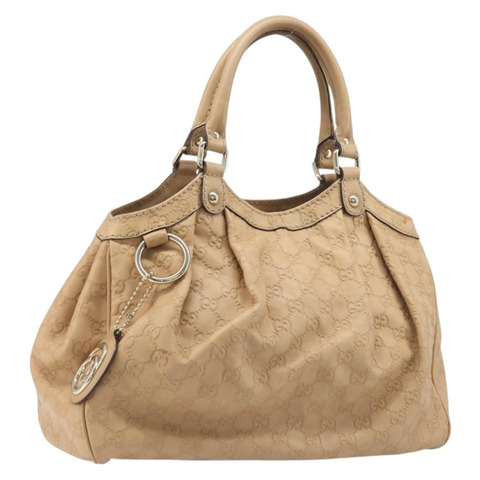 GUCCI GG帆布Guccissima托特包，皮革米色金色，貨號211944，正品編號199658V