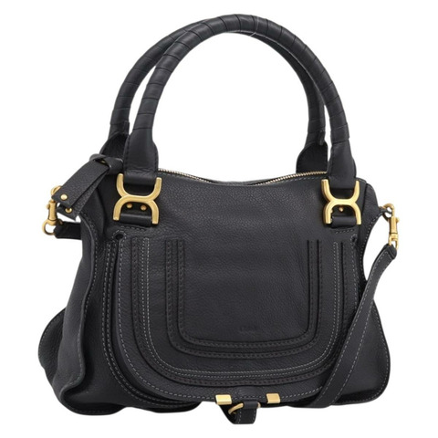 Chloe Marcie 手提包 真皮 兩用 黑色 金色 正品 yk20751V