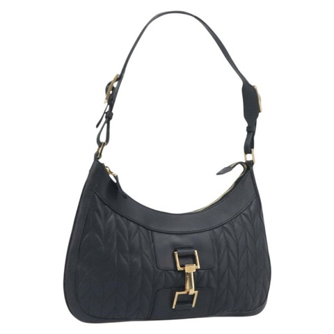 GUCCI Jackie 單肩包，黑色皮革，金色，001 4128，正品編號 197798V