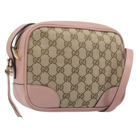 GUCCI GG帆布肩背包 米色 金色 449413 正品 197806A