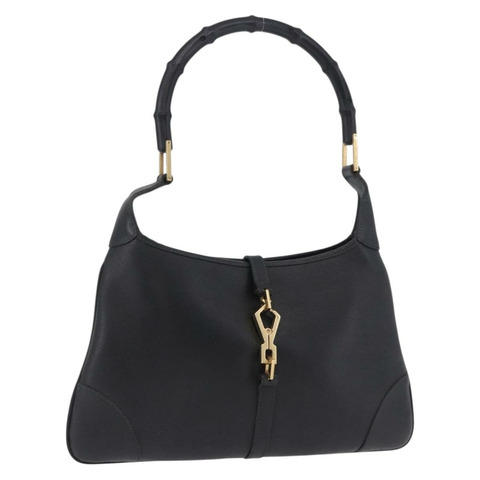 GUCCI 竹節肩背包 皮革 黑色 金色 001 4060 正品 199098V