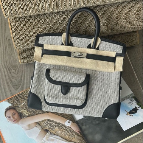 【震撼撿漏價💰全網最低價💫】Hermes/愛馬仕 Birkin25 cargo 熊貓拼色 銀扣