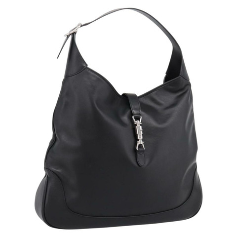 GUCCI Jackie 肩背包 皮革 兩用 黑色 銀色 764202 正品 SW2671SAM