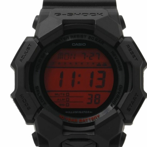 卡西歐 G-SHOCK GD-010 系列 GD-010BBR-1JF 數位手錶，紅色/黑色樹脂錶殼，男士數位手錶