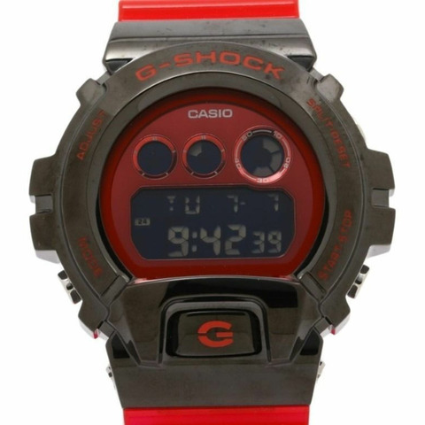 卡西歐 G-SHOCK DIGITAL 6900 系列 GM-6900B-4JF 手錶，紅/黑，不鏽鋼/樹脂，男士數位手錶