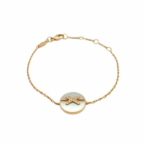 CHAUMET 18K玫瑰金鑽石白貝母Harmony圓緣手鏈珍珠母貝鑲鑽
