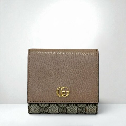 JS1578-GUCCI GG Marmont裸粉色牛皮兩折短夾 598587