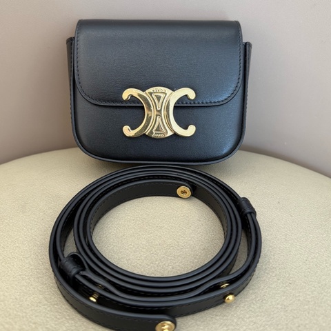 Celine 賽琳 Triomphe黑金凱旋門mini馬鞍包