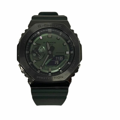 卡西歐 G-SHOCK 指針/數位雙顯 2100 系列 GM-2100B-3AJF 卡其黑樹脂不銹鋼男士手錶