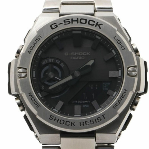 卡西歐 G-SHOCK G-STEEL GST-B500 系列 GST-B500D-1A1JF 黑色銀色樹脂不銹鋼男士手錶