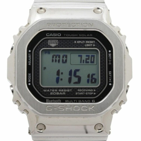 卡西歐 G-SHOCK 全金屬 5000 系列 GMW-B5000D-1JF 黑色銀色不銹鋼金屬男士數位手錶