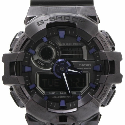 CASIO G-SHOCK 類比-數位 700 系列 GM-700P-6AJF 手錶，黑色/紫色，樹脂/不銹鋼，男士。