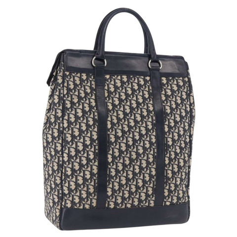 Christian Dior Trotter帆布手提包 海軍藍 銀色 正品 197316A