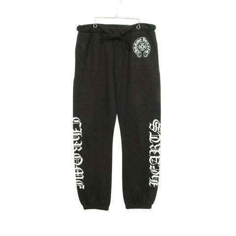 CHROME HEARTS CH Plus 全印花馬蹄形棉質長褲，黑色，二手，M碼