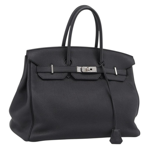 愛馬仕 Birkin 35 手提包，Togo 皮革，黑色/銀色，正品 SW2762SM
