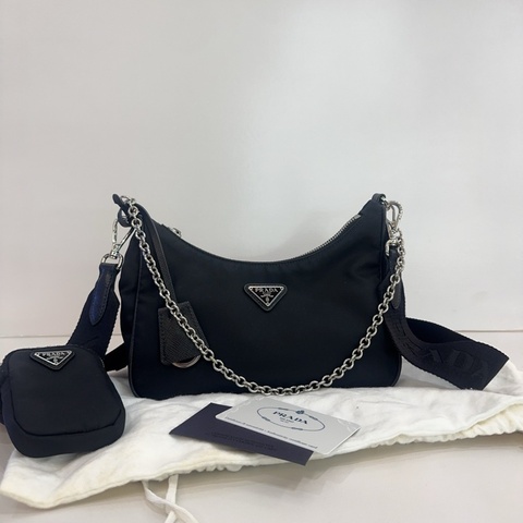 Prada/普拉達 黑色尼龍三合一手提包單肩包