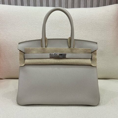 閑置未使用 愛馬仕 Hermès Birkin 30 8L冰川白 Togo皮 銀扣 K刻
