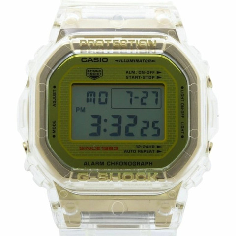 卡西歐 G-SHOCK 35週年紀念款 DW-5035E-7JR 冰川金透明樹脂男士數位手錶
