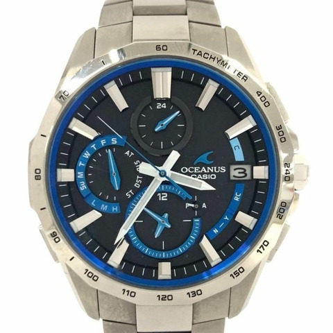 卡西歐 Oceanus Manta S4000 系列 OCW-S4000-1AJF 黑色銀色鈦金屬男士腕錶