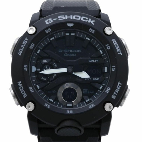 卡西歐 G-SHOCK GA-2000 系列 GA-2000S-1AJF 黑色樹脂男士手錶（指針/數位雙顯）
