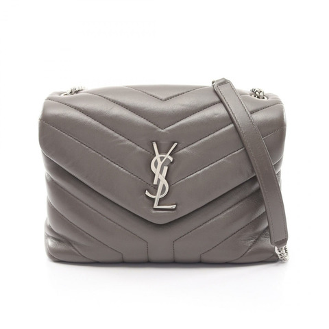 SAINT LAURENT PARIS Lulu 小號單肩包 487218 皮革 灰色 二手 女士