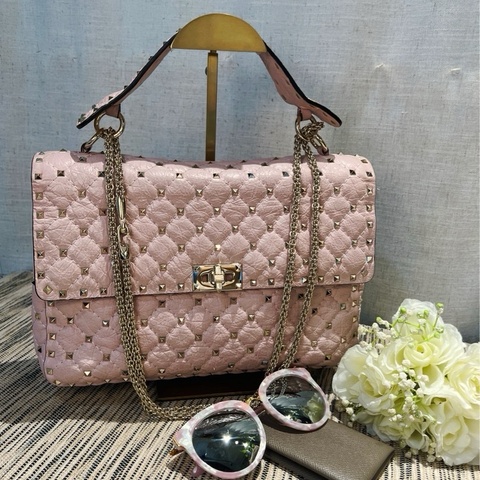 華倫天奴Valentino Pink Rockstud Spike 2way手袋 95%新 配塵袋