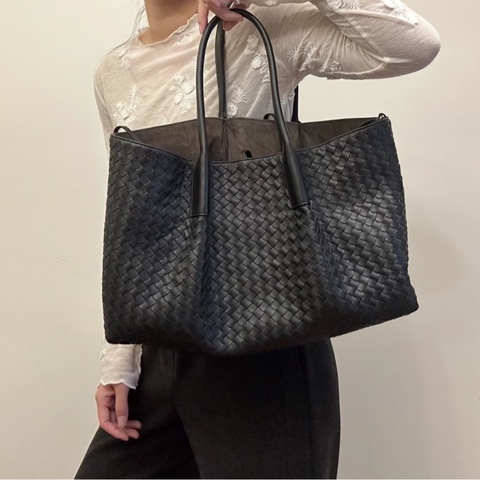 【通勤/育兒都實用😊容量超級大🤩】Bottega Veneta Intrecciato編織 手提包｜托特包｜媽媽包 黑色大號