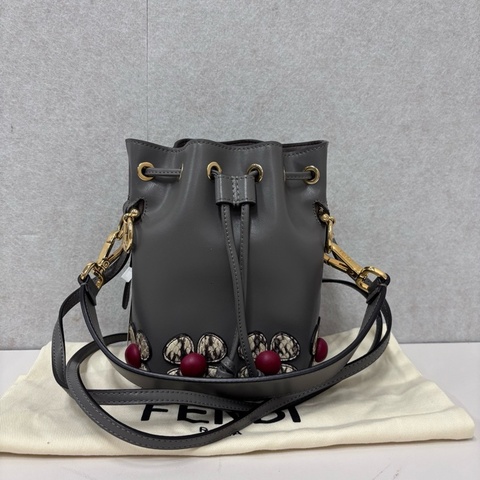 fendi 芬迪 灰色花花小水桶