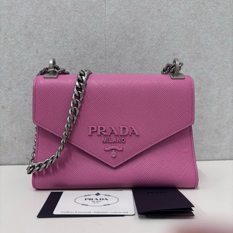 Prada 普拉達 粉色鏈條單肩包